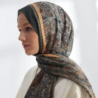 ARMANDA -6036 Etnik Desen Şal - Kaşmir Haki