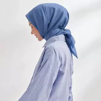 ARMANDA - 4400 Premium Twill İpek Eşarp - Koyu Kot Mavisi