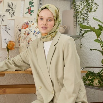 FRESH SCARFS - İsla Desen Pamuk İpek Eşarp - Yeşil