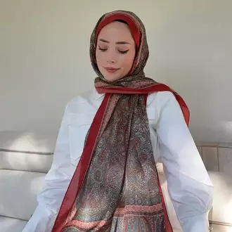 ARMANDA - 6036 Etnik Desen Şal - Kiremit
