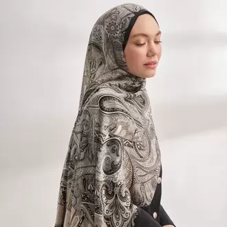 ARMANDA - 4456 Mystic Desen Şal - Siyah Krem