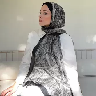 ARMANDA -6036 Etnik Desen Şal - Siyah Gri