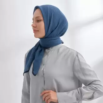 ARMANDA - 3353 Müslin Biyeli Eşarp - İndigo