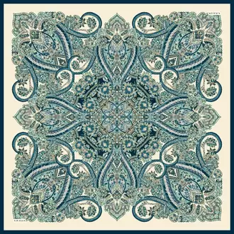 ARMANDA - 4352 Anesha Desen Twill İpek Eşarp - Petrol Yeşili