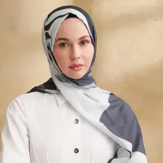ARMANDA- 3383 İpek Pamuk Sarah Desen Şal - Siyah Gümüş