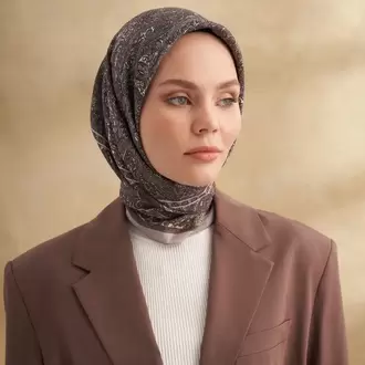 ARMANDA - 3155 Vintage Desen Eşarp - Taş
