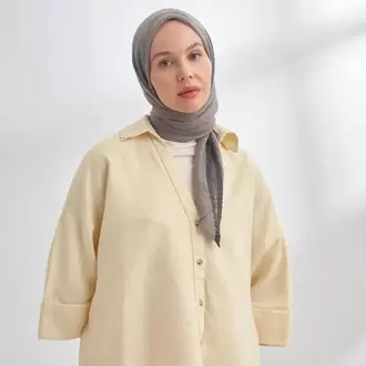 ARMANDA - 3353 Müslin Biyeli Eşarp - Koyu Gri