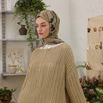 FRESH SCARFS - Aura Desen Şal - Sütlü Kahve