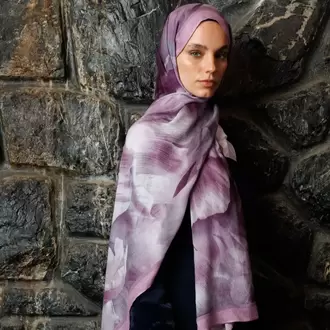 MOONCORN - Fleur Desen Rami Şal - Leylak