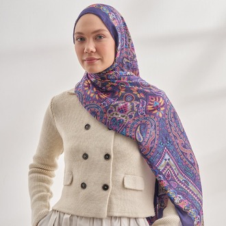 ARMANDA - 6035 Pashmina Desen Şal - Mürdüm