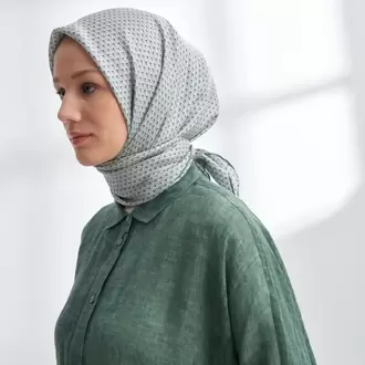 ARMANDA - 4303 NOIRE DESEN TWILL İPEK EŞARP - Keten Yeşili