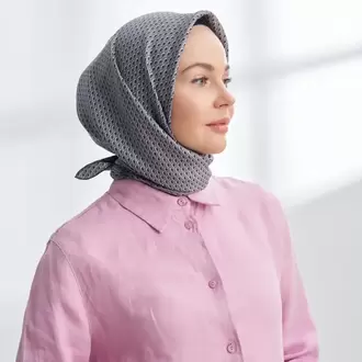 ARMANDA - 4303 NOIRE DESEN TWILL İPEK EŞARP - Füme