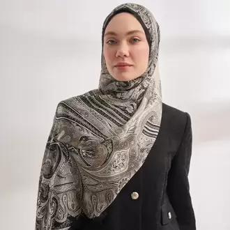 ARMANDA - 4456 Mystic Desen Şal - Siyah Krem