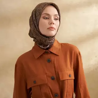 ARMANDA - 3155 Vintage Desen Eşarp - Kahve