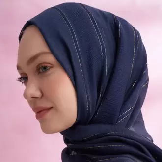 ARMANDA - 3324 İpekli Ruby Şal - Lacivert
