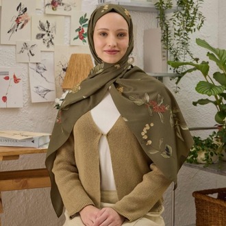 Fresh Scarfs - Hazel Desen Şal - Askeri Haki