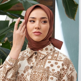 Silk Home Twill Eşarp 11343 - Kahverengi