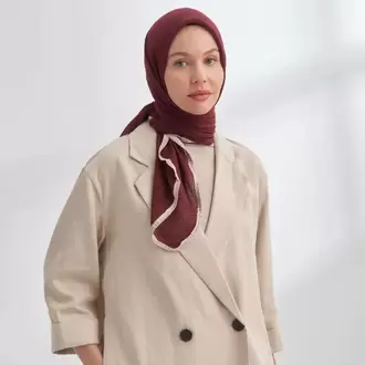 ARMANDA - 3353 Müslin Biyeli Eşarp - Burgundy