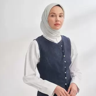 ARMANDA - 4400 Premium Twill İpek Eşarp - Gümüş