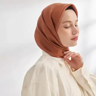 ARMANDA - 4400 Premium Twill İpek Eşarp - Kiremit