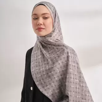 ARMANDA - 3361 Monogram Desen Şal - Açık Gri