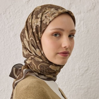 FRESH SCARFS - Elora Desen Pamuk İpek Eşarp - Camel