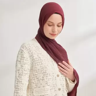 ARMANDA - 3359 Müslin Degrade Şal - Burgundy - Bordo