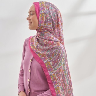 ARMANDA - 6035 Pashmina Desen Şal - Pembe Fuşya
