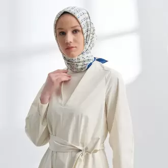 ARMANDA- 4306 Orbıs Desen Twıll İpek Eşarp - İndigo