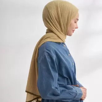ARMANDA - 3352  Müslin Biyeli Şal - SOFT OLİVE