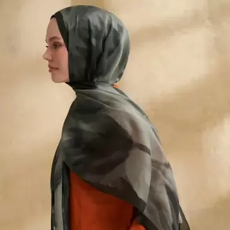 ARMANDA- 3381 İpek Modal Darcy Desen Şal - Haki