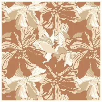 ARMANDA - 4351 Dahlia Desen Twill İpek Eşarp - Bej