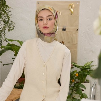 FRESH SCARFS - Blair Desen Pamuk İpek Eşarp - Yağ Yeşili