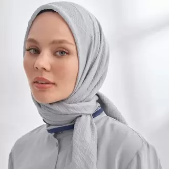 ARMANDA - 3353 Müslin Biyeli Eşarp - Açık Gri