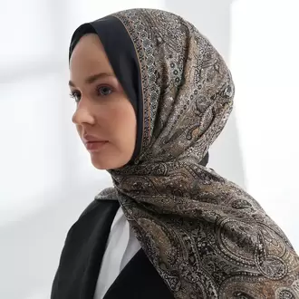 ARMANDA -6036 Etnik Desen Şal - Siyah Altın