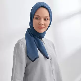 ARMANDA - 3353 Müslin Biyeli Eşarp - İndigo
