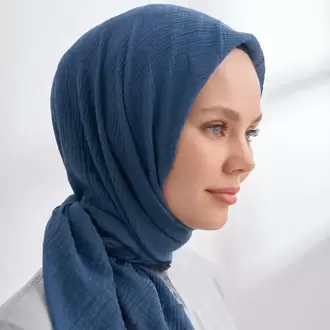 ARMANDA - 3353 Müslin Biyeli Eşarp - İndigo