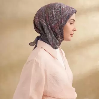 ARMANDA - 3155 Vintage Desen Eşarp - Lila