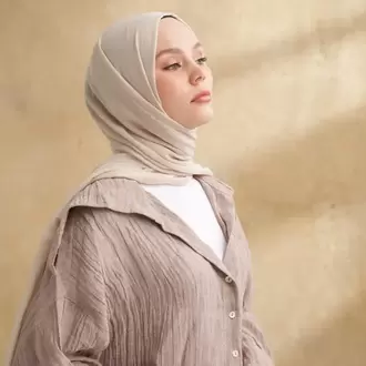 ARMANDA - 3009 Rustik Pamuksu Şal - Açık Bej