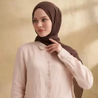 ARMANDA - 3009 Rustik Pamuksu Şal - Acı Kahve
