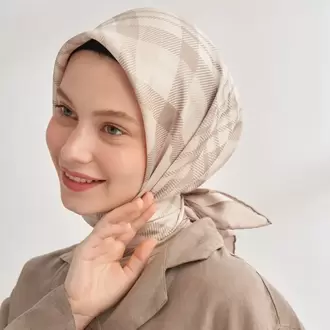 ARMANDA - 4358 Naya Desen Twill İpek Eşarp - Taş