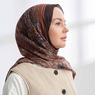ARMANDA -6036  Etnik Desen Şal - Acı Kahve