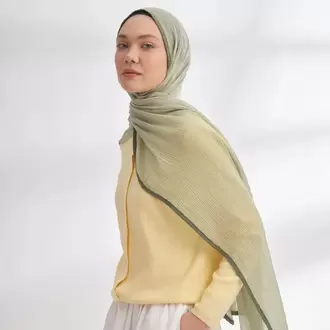 ARMANDA - 3352 Müslin Biyeli Şal - KETEN YEŞİLİ