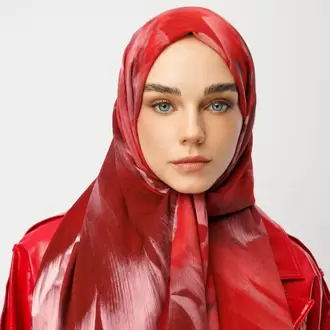 MOONCORN - Fleur Desen Rami Şal - Bordo