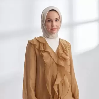 ARMANDA - 4400 Premium Twill İpek Eşarp - Açık Taş