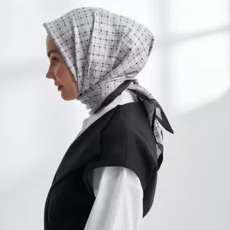 ARMANDA- 4306 Orbıs Desen Twıll İpek Eşarp - Gümüş