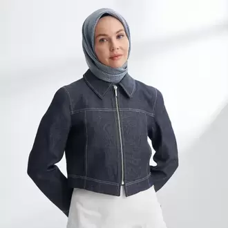 ARMANDA - 4303 NOIRE DESEN TWILL İPEK EŞARP - Lacivert