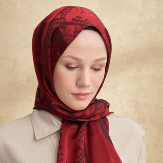 Armanda - 3304 Fiori Jakar Leopar Desen - Bordo