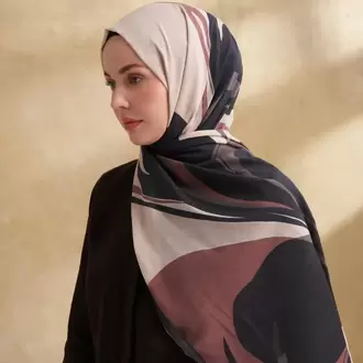 ARMANDA- 3383 İpek Pamuk Sarah Desen Şal - Vizon Siyah