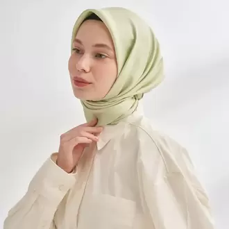 ARMANDA - 4400 Premium Twill İpek Eşarp - Keten Yeşili